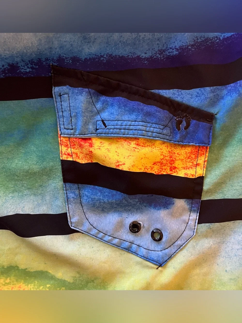 Mens Swim Shorts Size 32 Board Trunks Multicolor Striped Beach Pool Hang Ten